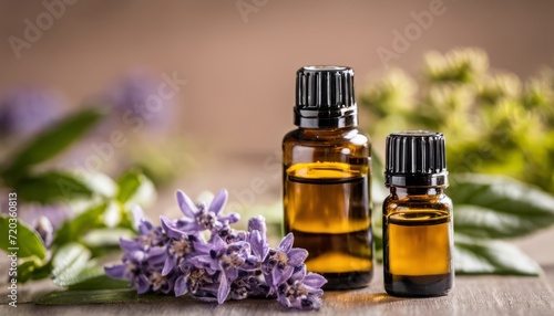 Two bottles of lavender oil on a table