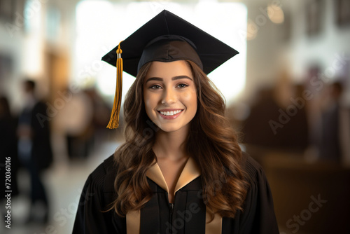 A Portrait Of Graduated Girl Celebrates Milestone with a Brilliant Smile