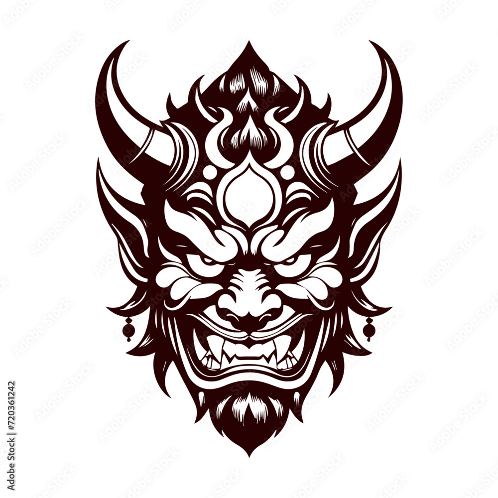 japanese oni mask devil flat vector illustration