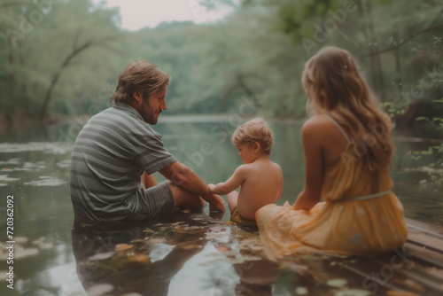 Tranquil Moments: Family Bonding by the Lakeside