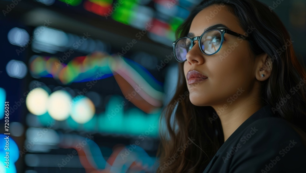 Woman banker manager, trader, Dow Jones stock market analysis on wall street Finance Trade Manager Delving into Stock Market Indicators for Optimal Investment Strategy - Navigating Financial Data Woman banker manager, trader, Dow Jones stock market analysis on wall street Finance Trade Manager Delving into Stock Market Indicators for Optimal Investment Strategy - Navigating Financial Data
