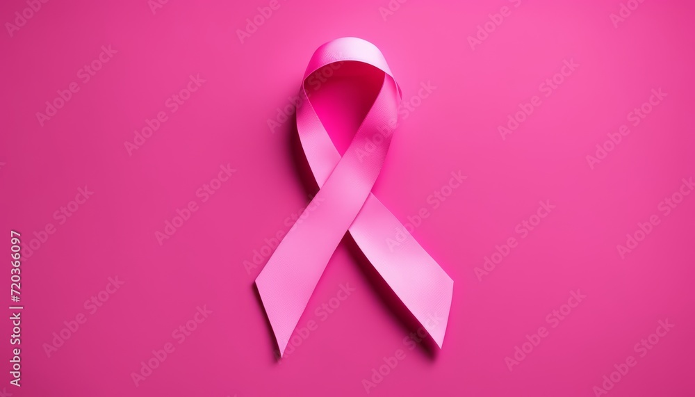 A pink ribbon on a pink background A pink ribbon on a pink background