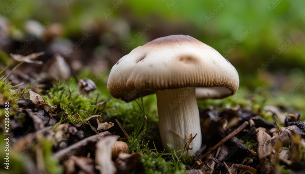 A mushroom growing on the ground A mushroom growing on the ground