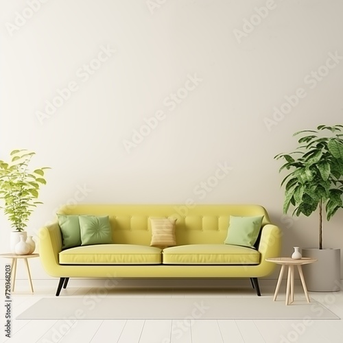 modern colorful living room with sofa and empty space for text or painting © SYLVIA