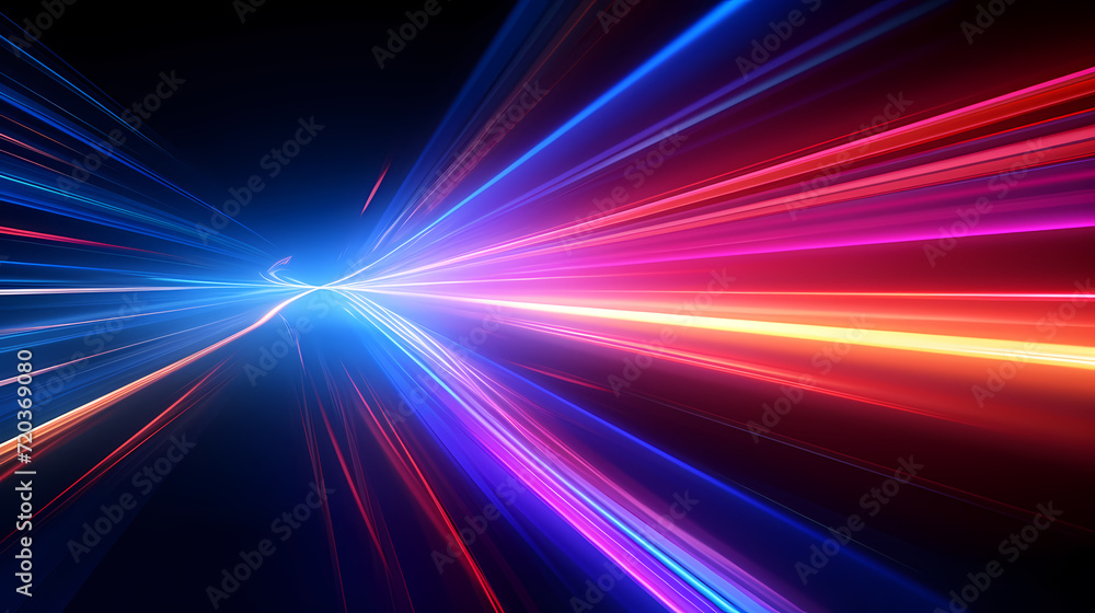 Glowing road speed lines, neon speed abstract background