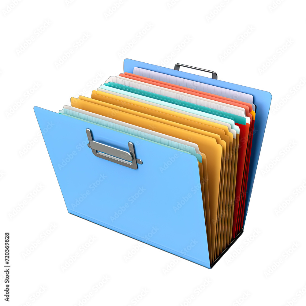 A Folder With Tabs and Documents Neatly Organized.. Isolated on a Transparent Background. Cutout PNG. A Folder With Tabs and Documents Neatly Organized.. Isolated on a Transparent Background. Cutout PNG.