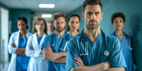 medical staff in the hospital corridor Generative AI