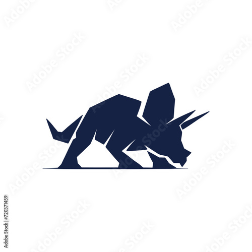 geometric Triceratops illustration in silhouette style