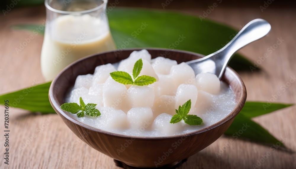A bowl of food with a spoon in it A bowl of food with a spoon in it
