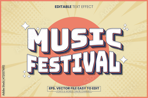 Vector Music Festival Text Effect Cartoon Style Premium