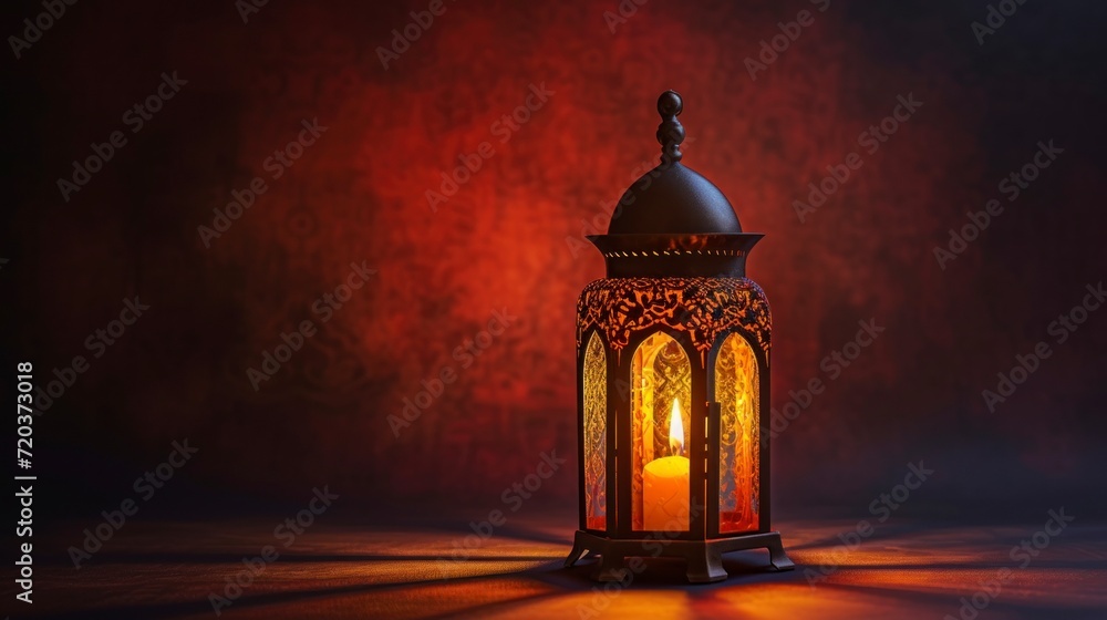 Arabic lantern with lit candle on a hanging shelf with light in high definition and quality Arabic lantern with lit candle on a hanging shelf with light in high definition and quality
