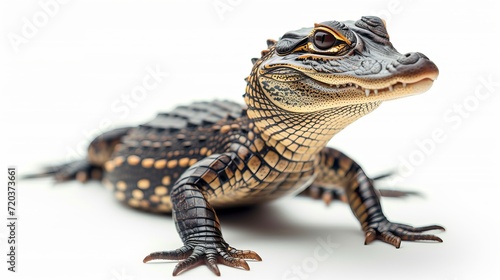 Majestic alligator on white background  showcasing the power and beauty of this captivating reptile