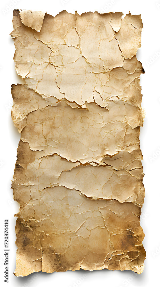 a piece of kraft torn paper of brown and yellow
