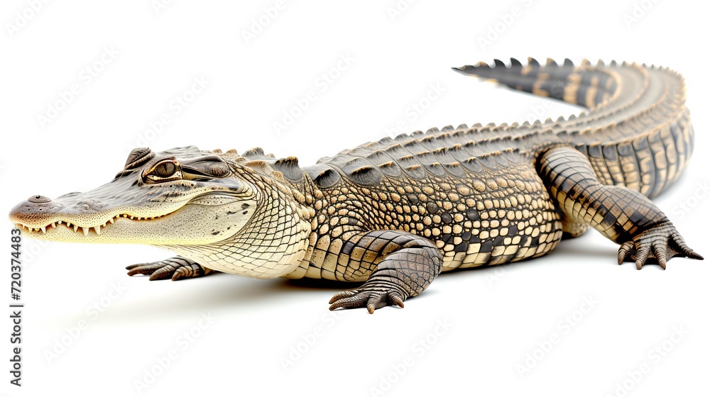 Isolated alligator on white background, high quality image for design and education - obrazy, fototapety, plakaty 
