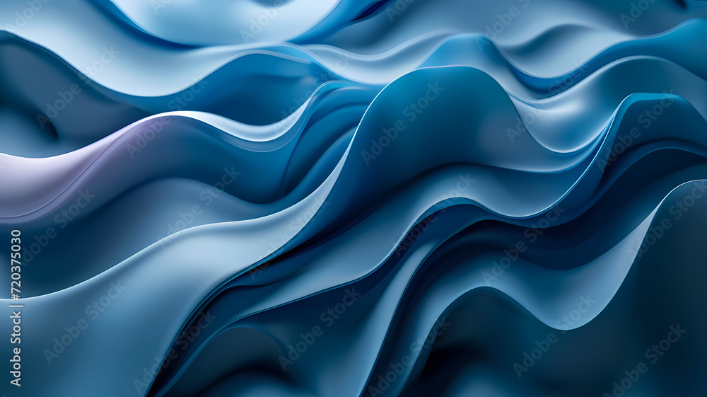 Abstract Blue Waves Flowing Gracefully Background Illustration