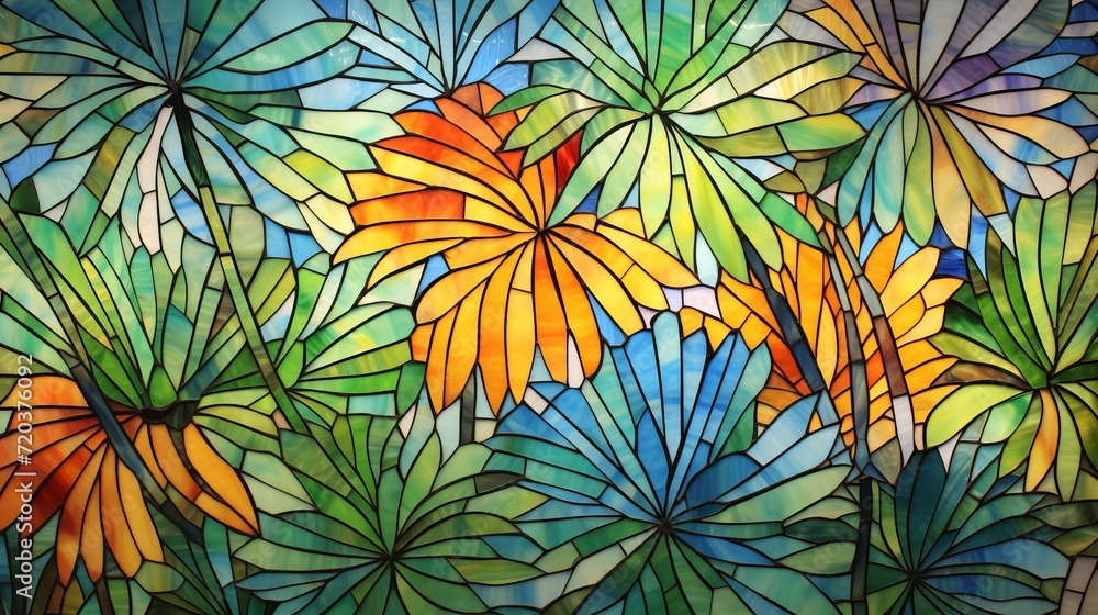stained glass colorful leaves abstract stained glass colorful leaves abstract