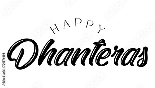 Happy Dhanteras lettering indian festival vector illustration.