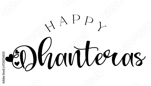 Happy Dhanteras lettering indian festival vector illustration.
