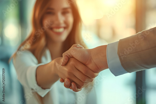 business woman shaking hands with someone