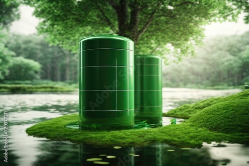 solar barrel in the grass