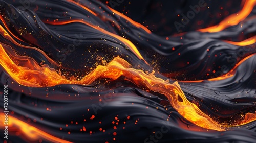 Orange Splash on Dark Background - A Close-Up of Fluid Art with Glowing Particles