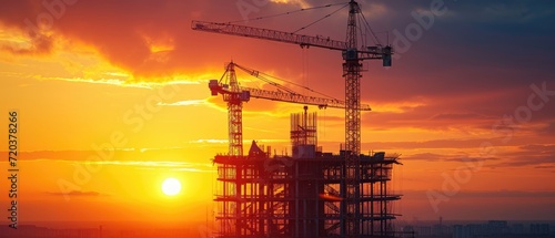 building tower under construction, industrial development, construction site engineering