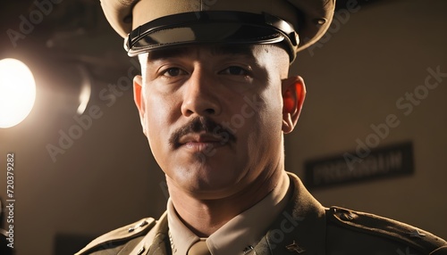 Portrait of a serious military men