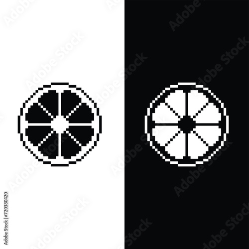 pixel lemon and orange icon vector set pixel art citrus fruits for 8 bit game company logo template 