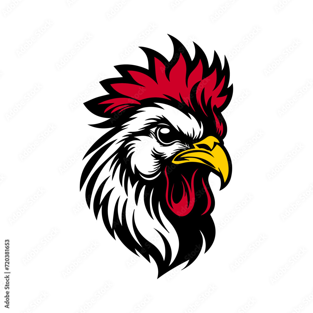 Chicken rooster angry head sports mascot modern logo premium vector