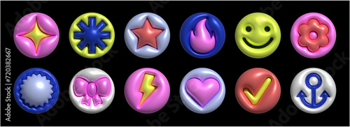 Playful inflatable y2k icons for story highlight sticker
