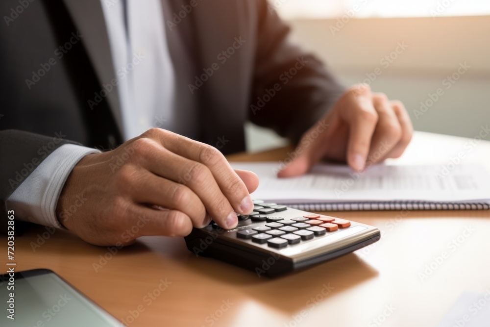 Man's Hands Skillfully Crunching Numbers on a Calculator. Man's Hands Skillfully Crunching Numbers on a Calculator.