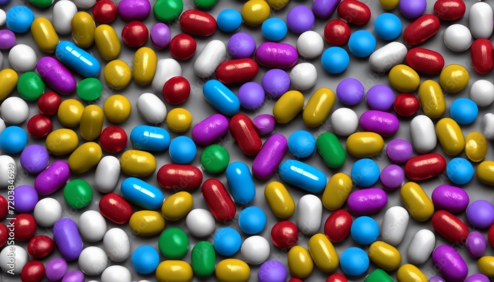 A bunch of colorful pills in a pile A bunch of colorful pills in a pile