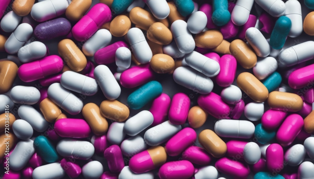 A pile of colorful pills A pile of colorful pills