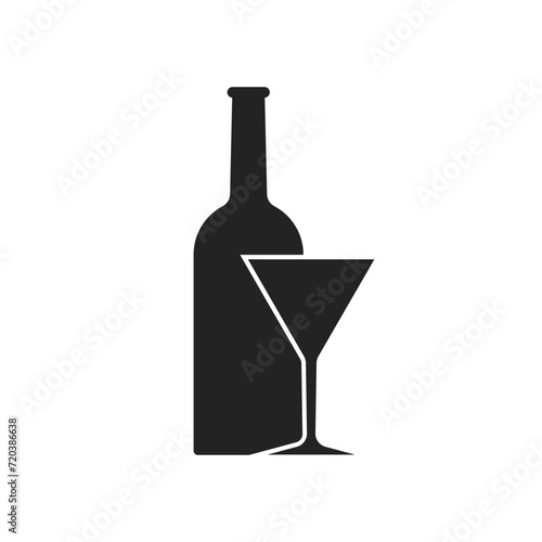 Isolated pictogram sign of drink beverages with illustration of bottle and wine glass