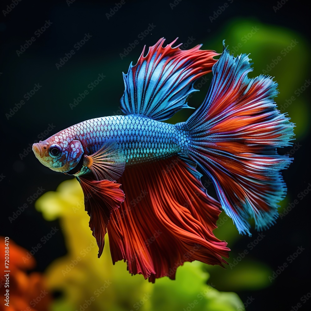 Vibrant betta fish captured in stunning macro photography, showcasing the intricate details and vivid colors of this aquatic marvel. Vibrant betta fish captured in stunning macro photography, showcasing the intricate details and vivid colors of this aquatic marvel.