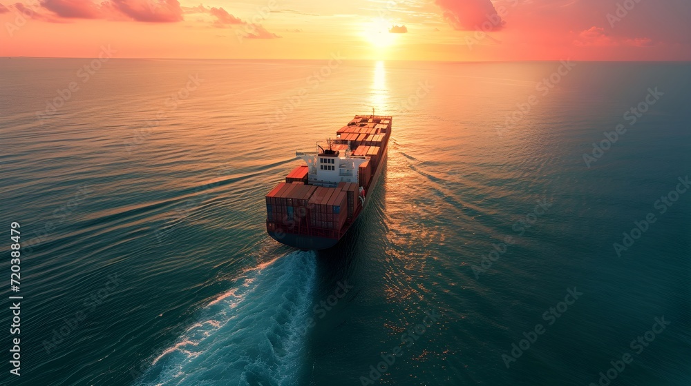 Cargo ship sailing transport business at sea with beautiful sunlight, logistics by ocean. Cargo ship sailing transport business at sea with beautiful sunlight, logistics by ocean.