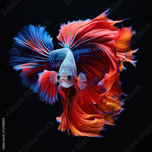 Vibrant betta fish captured in stunning macro photography, showcasing the intricate details and vivid colors of this aquatic marvel.