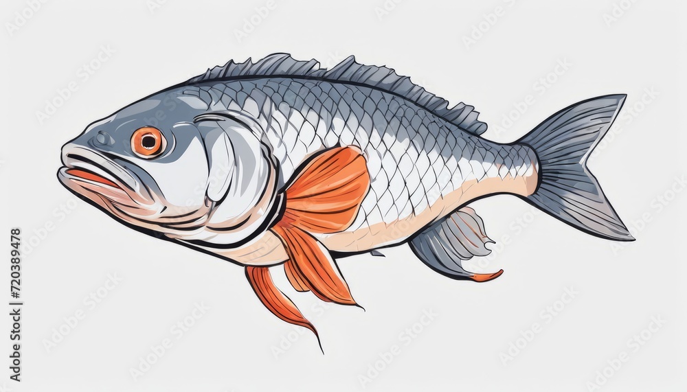 A fish with a red tail and orange fin