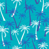 Abstract Floral coconut trees seamless pattern with leaves. tropical background
