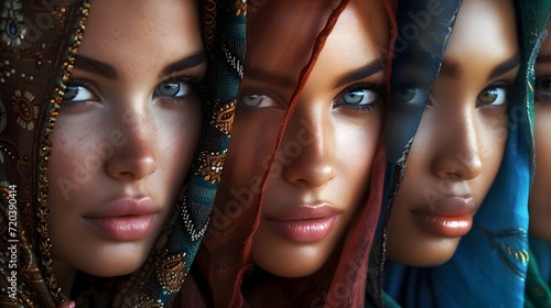 women representing different ethnic groups . international women's day. women unity, ethnic diversity and women in world concept photo