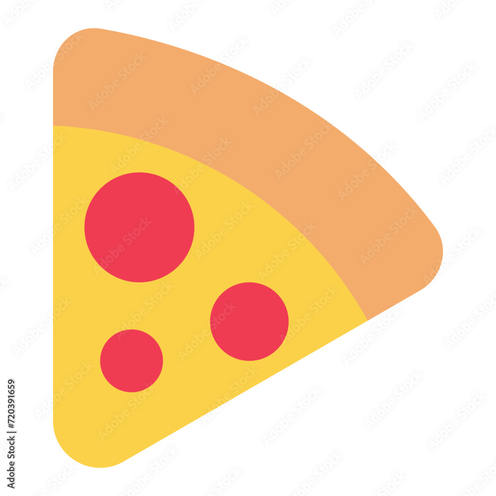 Pizza vector icon. Isolated a slice of pepperoni pizza sign emoji design.