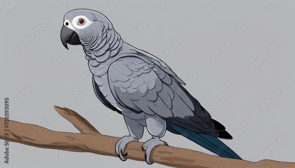 Obraz premium A grey parrot perched on a branch