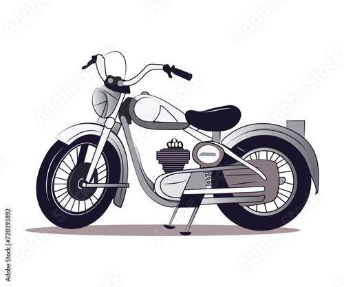 Motorbike of colorful set. This image pays homage to the beauty of a vintage motorbike, portrayed with intricate design and a touch of cartoon flair. Vector illustration.