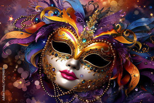 venetian carnival mask Woman's face with carnival makeup