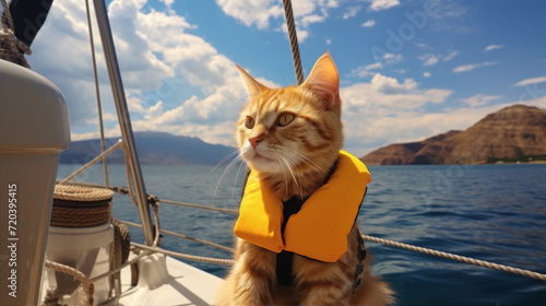 Orange Cat in suit uniform Cruise Ship Captain