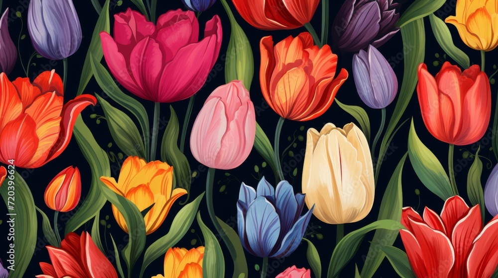 buntes Blumenmuster aus Tulpen buntes Blumenmuster aus Tulpen