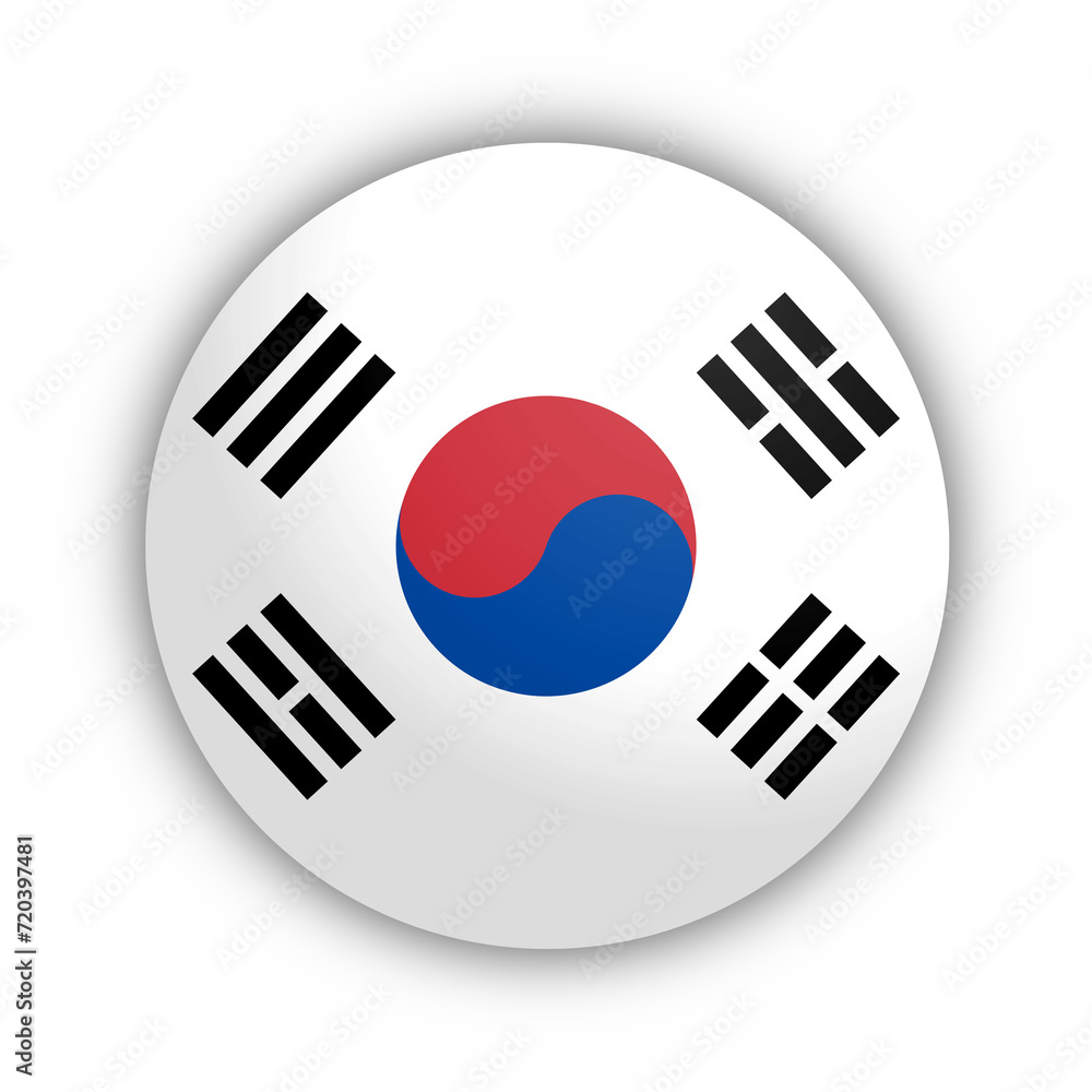 Flaga Korei Południowej Przycisk - obrazy, fototapety, plakaty 