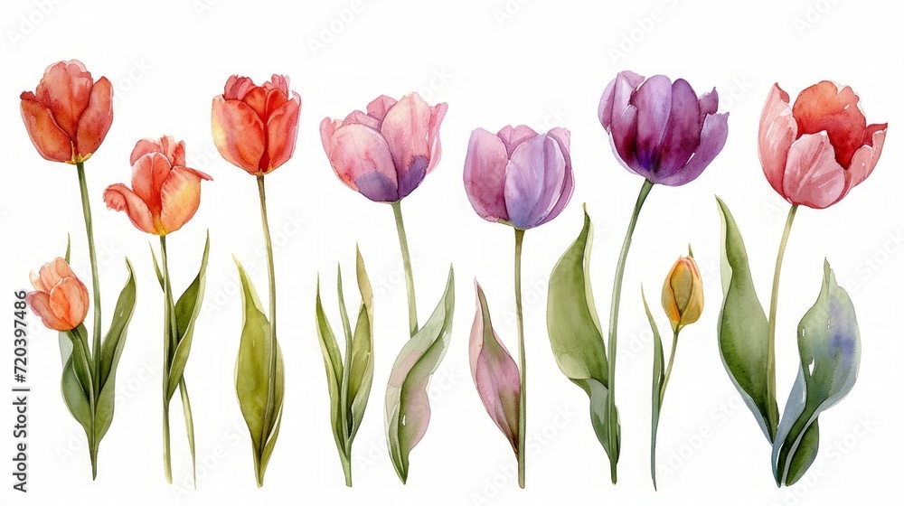 Detailed Oil Painted Tulips Watercolor Illustration for Architects Generative AI