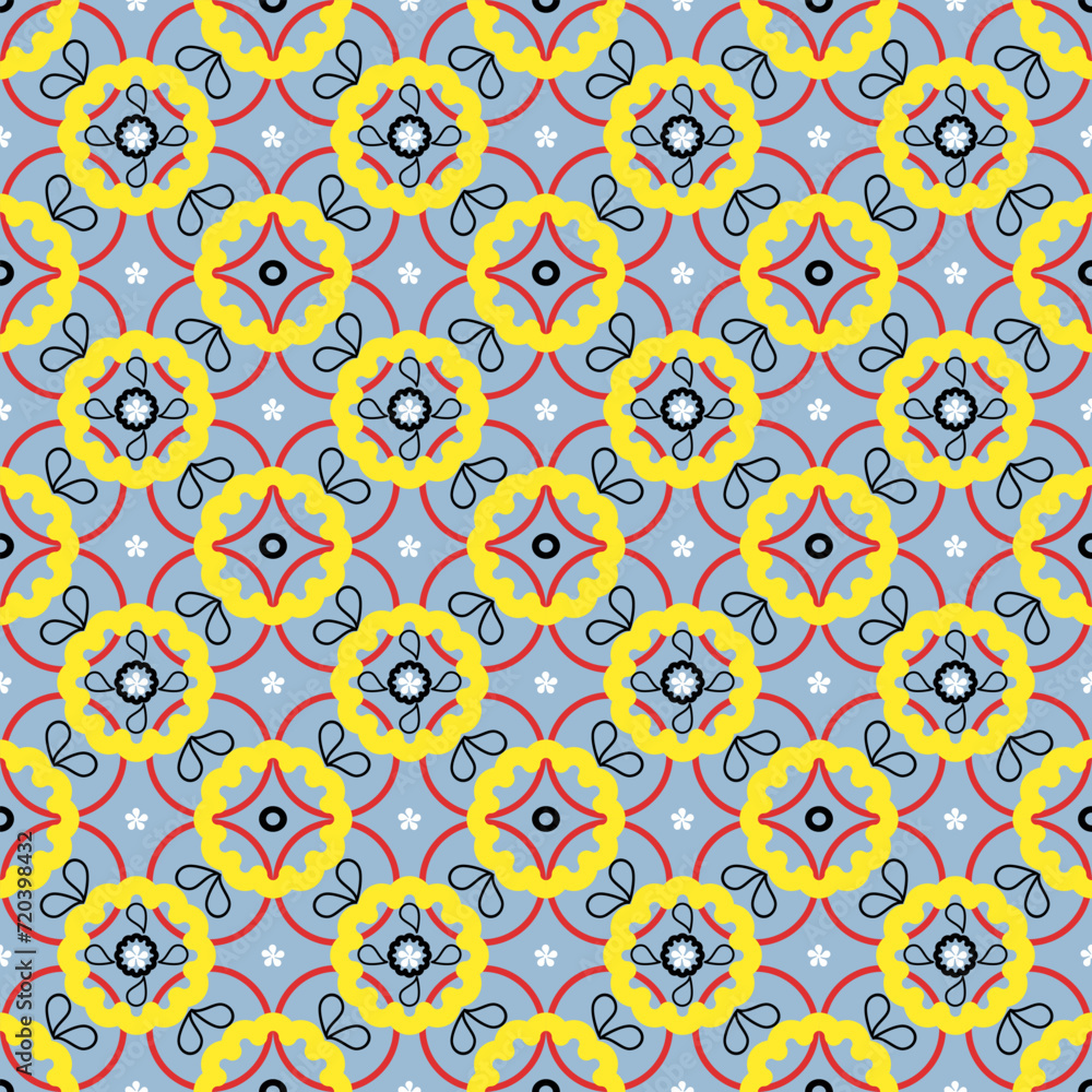 Traditional ornate portuguese decorative tiles azulejos. colorful, decorative tile pattern patchwork design.