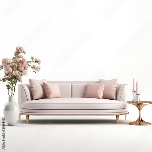 modern calm living room with sofa and mockup for painting  empty space for text   